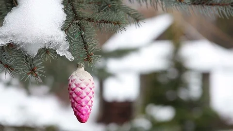 Christmas-tree decorations.A toy in the form of a cone hangs on the Christmas Stock Footage 102172150