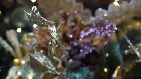 Christmas Tree decorative pine branch with bokeh shape lights. Isolated. 動画素材 129819562
