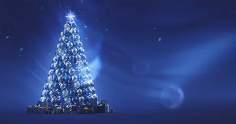 Christmas Tree. Deep Blue Stock Footage 120930965