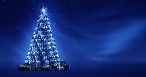 Christmas Tree. Deep Blue Stock Illustration