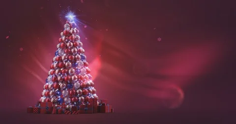 Christmas Tree. Deep Red Stock Footage 120930937