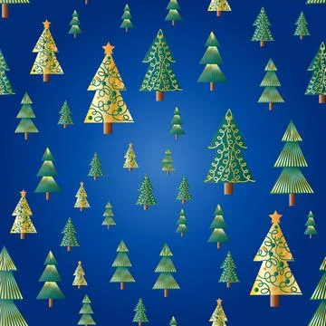Christmas tree dense seamless pattern. golden christmas background, golden .. 库存插图