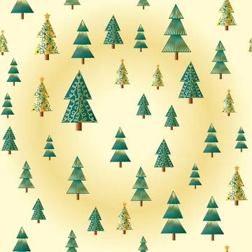 Christmas tree dense seamless pattern. golden christmas background, golden no Stock-Illustration