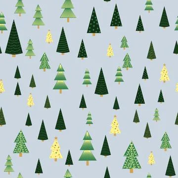 Christmas tree dense seamless pattern. golden christmas background, golden no Stock Illustration