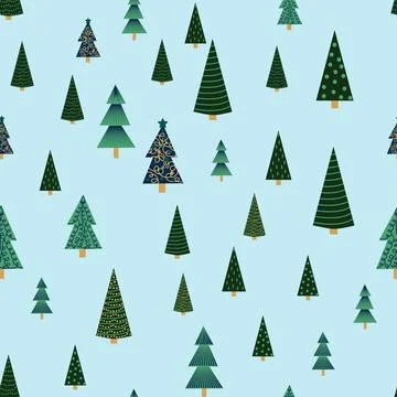 Christmas tree dense seamless pattern. golden christmas background, golden no Stock Illustration