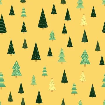 Christmas tree dense seamless pattern. golden christmas background, golden no Stock Illustration