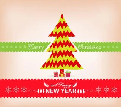 Christmas tree design card Stock Illustration