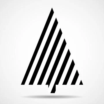 Christmas tree in diagonal stripes isolated on a white background. Zebra prin Illustrazione stock