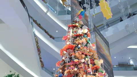 Christmas tree display at icon siam mall bangkok Stock Footage 281867655