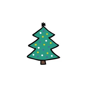 Christmas tree doodle icon, vector illustration Stock Illustration