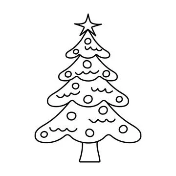 Christmas tree in doodle style. Stock Illustration