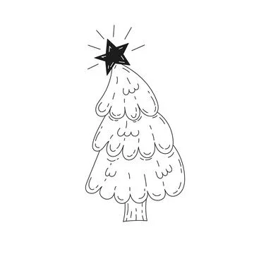 Christmas tree in doodle style. Stock Illustration