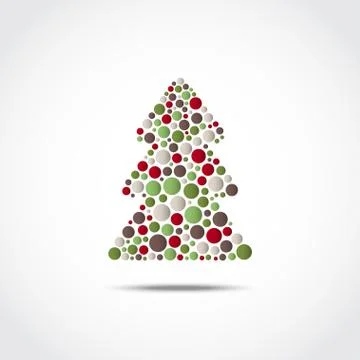 Christmas tree of dots of different sizes. Stock Illustration