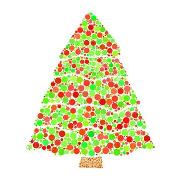 Christmas tree dotted vector isolated on white background Illustrazione stock