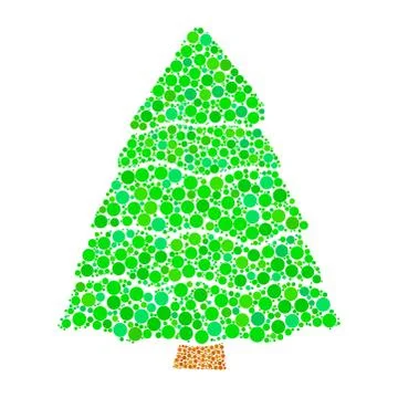 Christmas tree dotted vector isolated on white background Stock Illustration