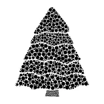 Christmas tree dotted vector isolated on white background Stock Illustration