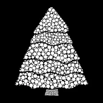Christmas tree dotted vector isolated on black background Stock Illustration