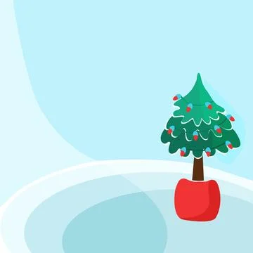 Christmas tree drawing. Free space for testing. Greeting card 스톡 일러스트