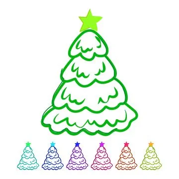 Christmas tree drawing with star vector icon graphic イラスト素材