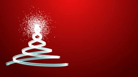 Christmas tree from drawn lines with particles on a red background Stock Footage 120240381