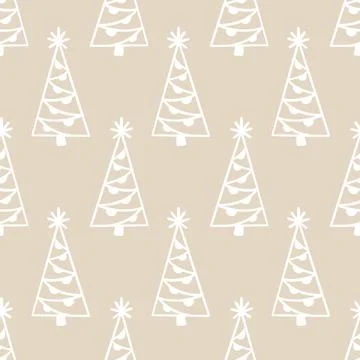 Christmas tree elegant seamless pattern Stock Illustration