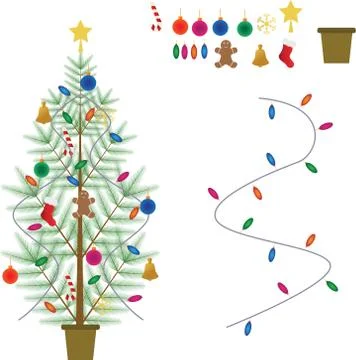 Christmas tree elements , decorative elements , flat design Stockillustratie