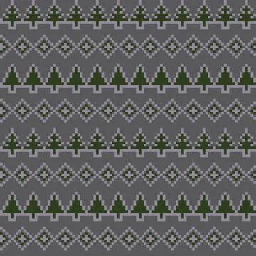 Christmas Tree Fair Isle Seamless Pattern Design Stockillustratie