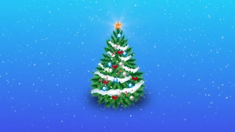 Christmas tree with falling snow background Video stock 253637692
