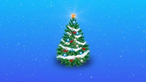 Christmas tree with falling snow background イラスト素材
