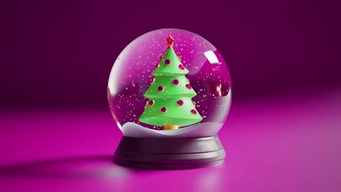 Christmas tree. Falling snow inside glass snow globe. Dynamic snowflakes Видео 167268117