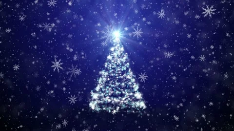 Christmas tree with falling snowflakes and stars Stock Footage 12691990