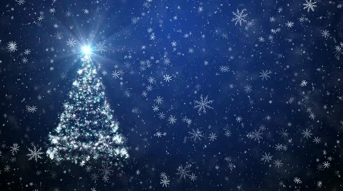 Christmas tree with falling snowflakes and stars Video stock 15483407