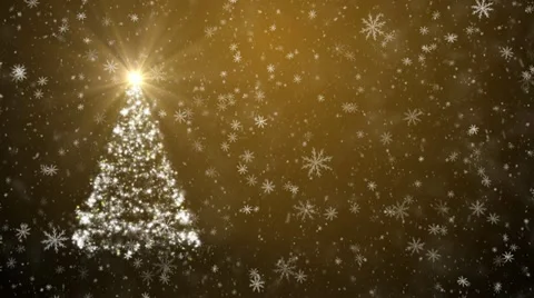 Christmas tree with falling snowflakes and stars Stock Footage 15485137