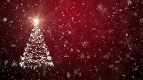 Christmas tree with falling snowflakes and stars Stock Footage 15575141
