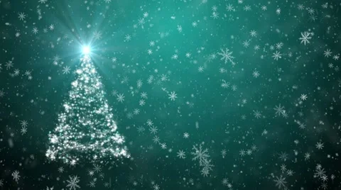 Christmas tree with falling snowflakes and stars Video stock 15575344