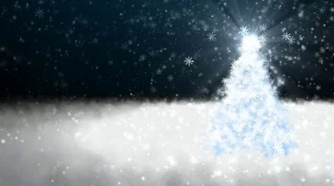 Christmas tree with falling snowflakes and stars Stock Footage 17090002