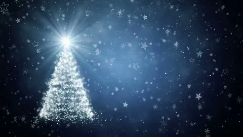 Christmas tree with falling snowflakes and stars Stock Footage 83309386