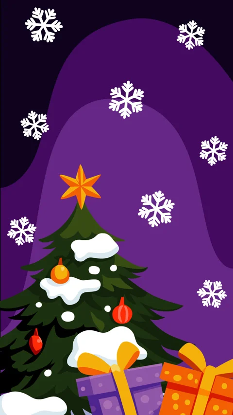 Christmas Tree With Falling Snowflakes and Gift Boxes Holiday Background Video stock 331832191