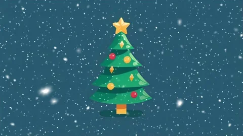 Christmas tree. Falling snowflakes. Falling snowflakes effect. Looped snow. Stock Footage 271504964