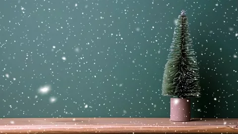 Christmas tree. Falling snowflakes. Falling snowflakes effect. Looped snow. Stock Footage 271504974