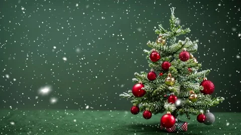 Christmas tree. Falling snowflakes. Falling snowflakes effect. Looped snow. Stock Footage 271504981