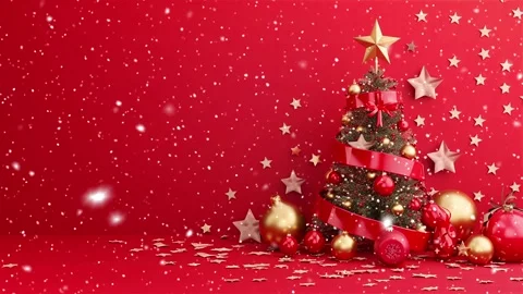 Christmas tree. Falling snowflakes. Falling snowflakes effect. Looped snow. Stock Footage 271505267