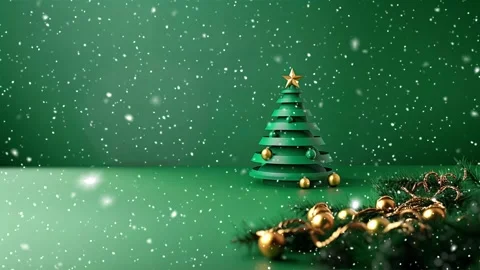 Christmas tree. Falling snowflakes. Falling snowflakes effect. Looped snow. Stock Footage 271505420