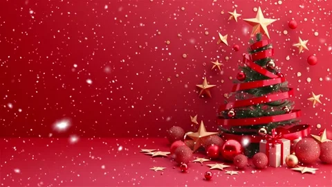Christmas tree. Falling snowflakes. Falling snowflakes effect. Looped snow. Stock Footage 271505518