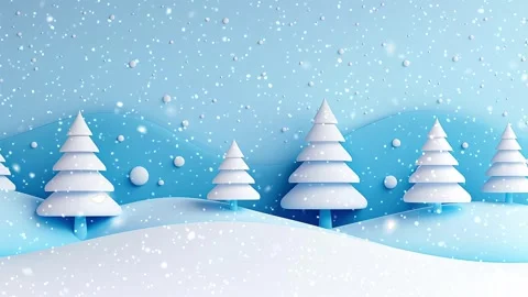 Christmas tree. Falling snowflakes. Falling snowflakes effect. Looped snow. Stock Footage 271616153