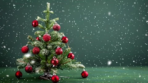 Christmas tree. Falling snowflakes. Falling snowflakes effect. Looped snow. Stock Footage 271616161