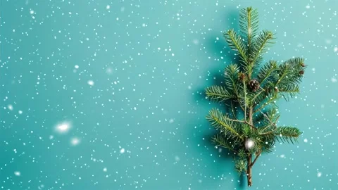 Christmas tree. Falling snowflakes. Falling snowflakes effect. Looped snow. Stock Footage 271616206