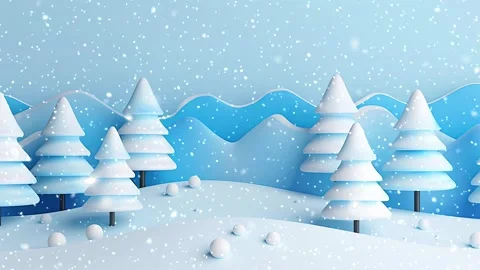 Christmas tree. Falling snowflakes. Falling snowflakes effect. Looped snow. Stock Footage 271616243