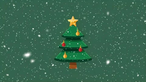 Christmas tree. Falling snowflakes. Falling snowflakes effect. Looped snow. Stock Footage 271616245
