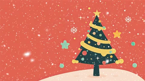 Christmas tree. Falling snowflakes. Falling snowflakes effect. Looped snow. Stock Footage 271616251